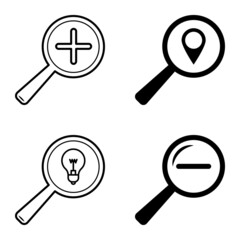 Magnifiers Flat Icon Set Isolated On White Background