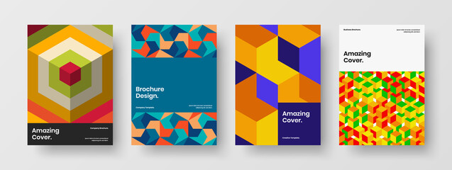 Fototapeta premium Isolated journal cover A4 design vector illustration bundle. Modern geometric shapes front page layout collection.