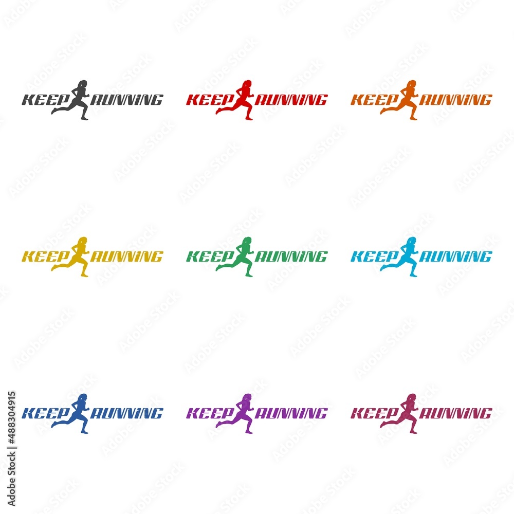 Sticker Keep running icon or logo, color set