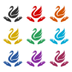 Swan logo simple icon, color set