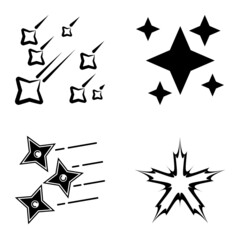 Stars1-2starfall Flat Icon Set Isolated On White Background