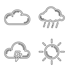 Weather_white Flat Icon Set Isolated On White Background