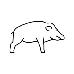 boar wild animal line icon vector illustration