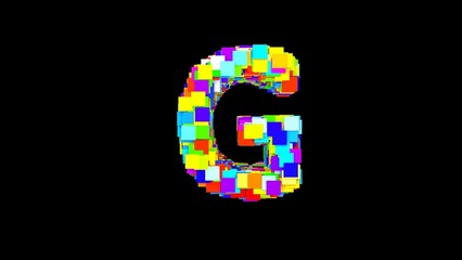 Letter G. 3D Bright colored uppercase large letter of the alphabet G on an empty black background isolate. Color font