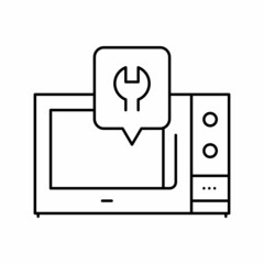microwave repair line icon vector illustration