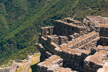 Fototapeta na wymiar Inca constructions in Machu Picchu, Cusco, Peru
