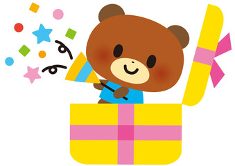 プレゼント,誕生日,動物,バレンタイン,パーティー,お祝い,クマ,発表会,３月,４月,笑顔,卒業,卒業式,入学,入学式,卒園,入園,入園式,卒園式,行事,祝,かわいい,イラスト,春,夏,リボン,贈り物,可愛い,カワイイ,挿し絵,ウサギ,クリスマス,クラッカー,12月,グリーティングカード,メッセージカード,ポストカード,バースデー,ギフト,記念品,箱,ラッピング,カード,ギフトカード,バースデーカ