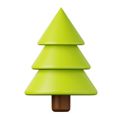 Green pine tree high quality 3D render illustration icon.