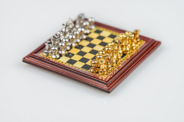 wooden chessboard isolated from white background