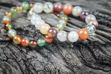 Jewelry with natural synthetic stone bracelet. Beautiful semiprecious stone beads