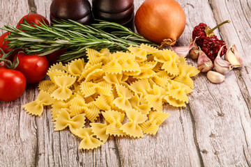 Raw Italian farfalle pasta for cooking