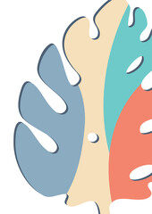 Monstera leaves in modern paper cut style. Multi-colored parts. Can be used for advertising and promotion. Vector