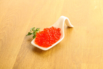 Red caviar in the bowl