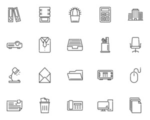 set of business line icons, workplace