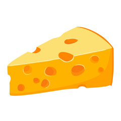 Piece of cheese cartoon. Vector illustration on white background.
