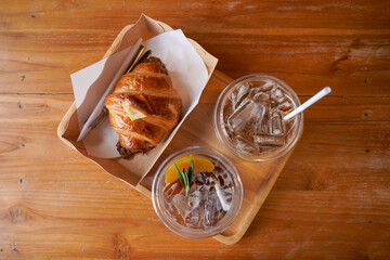 Butter Cheese Croissant with Coffee
