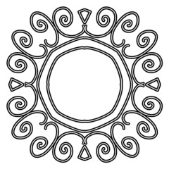 Frame. Pattern. A design element. Mandala coloring book. Anti-stress coloring. Vector illustration drawn by hand. Decorative round decoration for coloring books, greeting cards. Isolated pattern