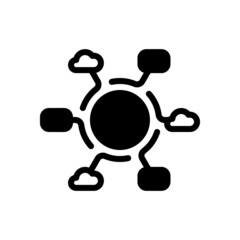 Digital technology, social network, global connect, simple business logo. Black icon on white background