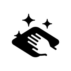 Clean surface, wipe to disinfect, simple icon. Black icon on white background