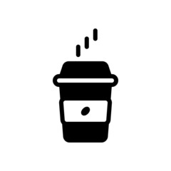 Hot cup of coffee, simple logo. Black icon on white background