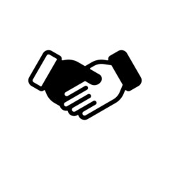 Partnership, teamwork, simple business logo. Black icon on white background