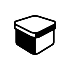 Delivery box, simple carton package icon. Black icon on white background