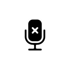 Muted microphone, no record, simple icon. Black icon on white background