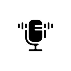 Simple microphone icon, podcast or radio. Black icon on white background