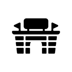 Simple stadium icon, sport arena. Black icon on white background