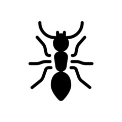 Simple ant, icon or logo. Black icon on white background