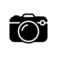 Photo camera, simple digital icon. Black icon on white background