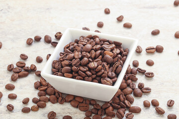 Roasted coffee bean in the bowl