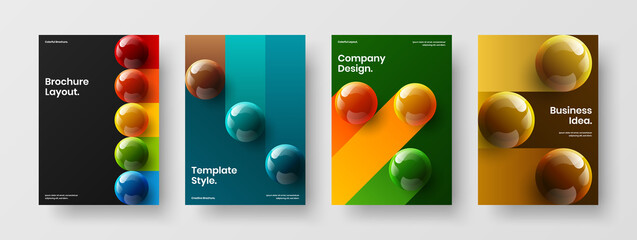 Vivid realistic spheres poster layout collection. Original company brochure vector design concept composition.