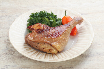 Roasted duck leg with orange sauce