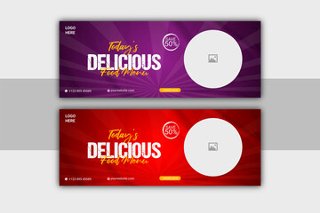 Food menu and restaurant social media  cover template