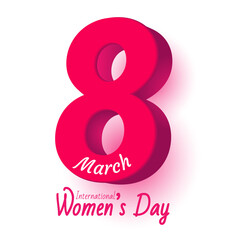 8 March international women's day card. number shaped as big eight with shadow background Vector illustration