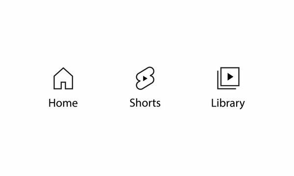 Home, Shorts, and Library Icon Vector in Line Style