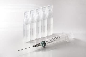 syringe and ampoules Medical concept