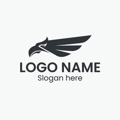 Falcon, eagle Logo and wings Template vector illustration design icon