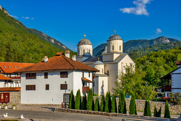 Fototapeta na wymiar View of the Serbian Orthodox monastery near Prijepolje, Serbia