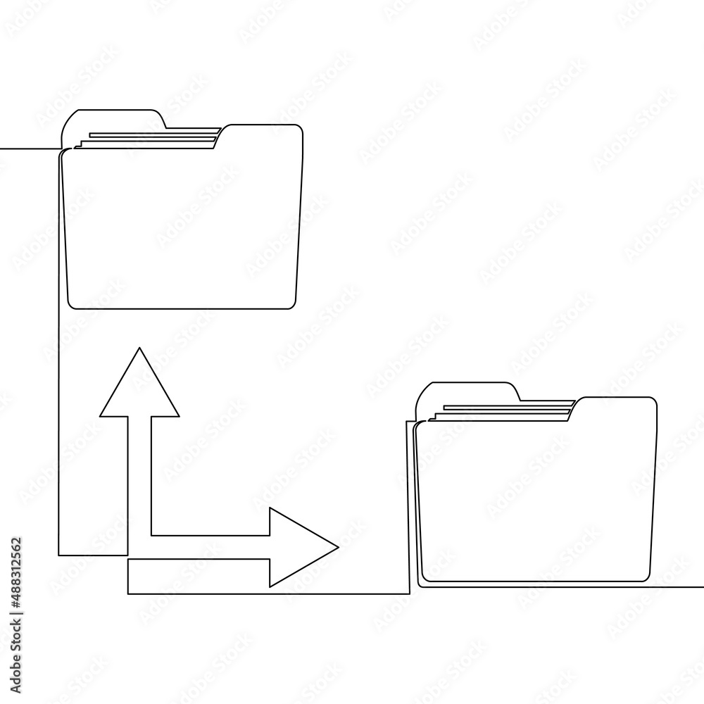 Wall mural continuous line drawing data transfer icon concept