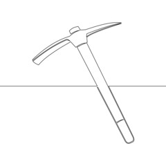 Continuous line drawing art Mining Pickaxe concept