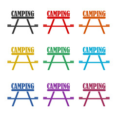 Camping icon or logo, color set