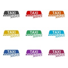 Taxi service icon or logo, color set