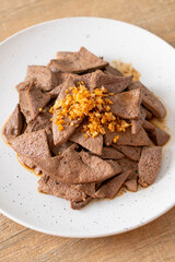 homemade stir-fried pork liver with garlic