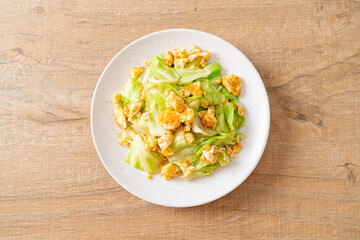 homemade stir-fried cabbage with egg