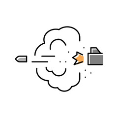 bullet expelling from gun barrel color icon vector illustration
