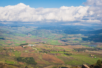 Panorama from Lombardia Castle in Enna, Sicily, Italy, Europe