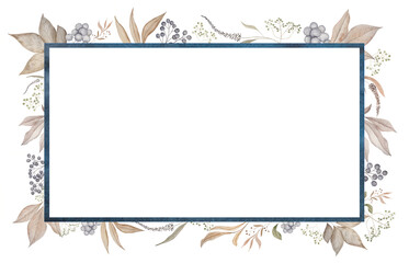 Painted watercolor delicate and romantic leaves and berries. Pastel floral clip art perfect for wedding postcard making. Diy project. Closeup, white background