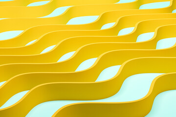 Yellow lines. Waves of curve shape. Concept of modern art